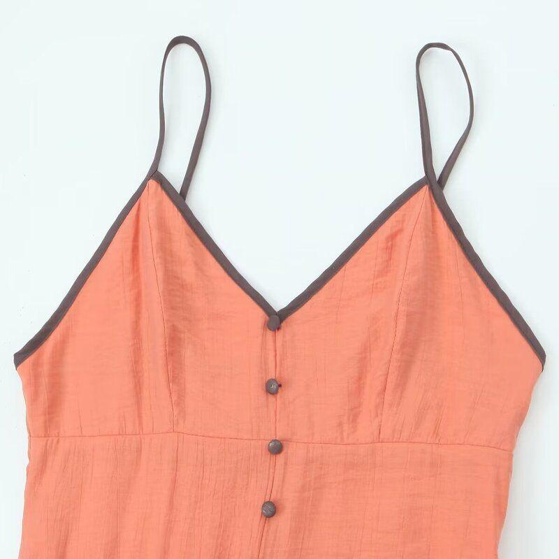 Fashion Style 2024 Summer New Arrival Women's Clothing Stylish Open Back Temperament Camisole Midi Skirt Mid Length Long Length Dress