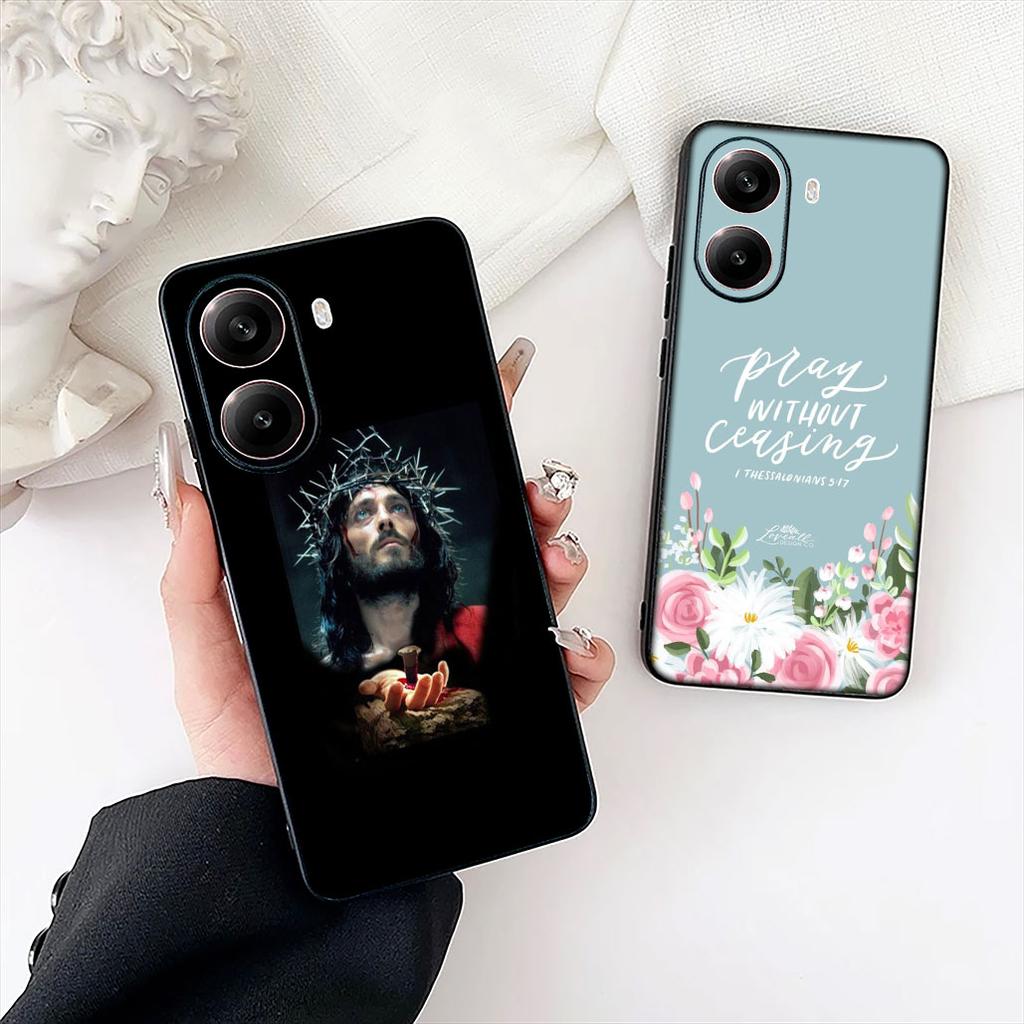 Bibelvers Jesus Christus Christliche Blume Handyhülle für Xiaomi Poco C85 C65 C75 X7 X6 M6 M8 F7 F8 Ultra F6 Pro Schutzhülle