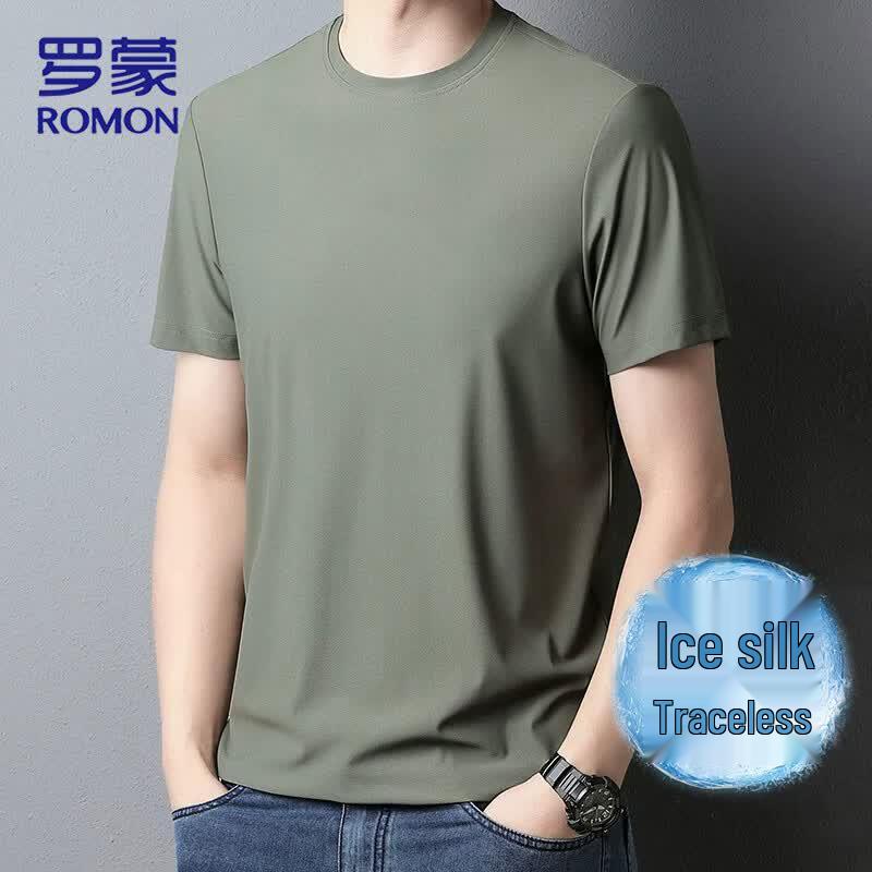 ROMON Men s Ice Silk Slim Fit Short Sleeve T-Shirt M