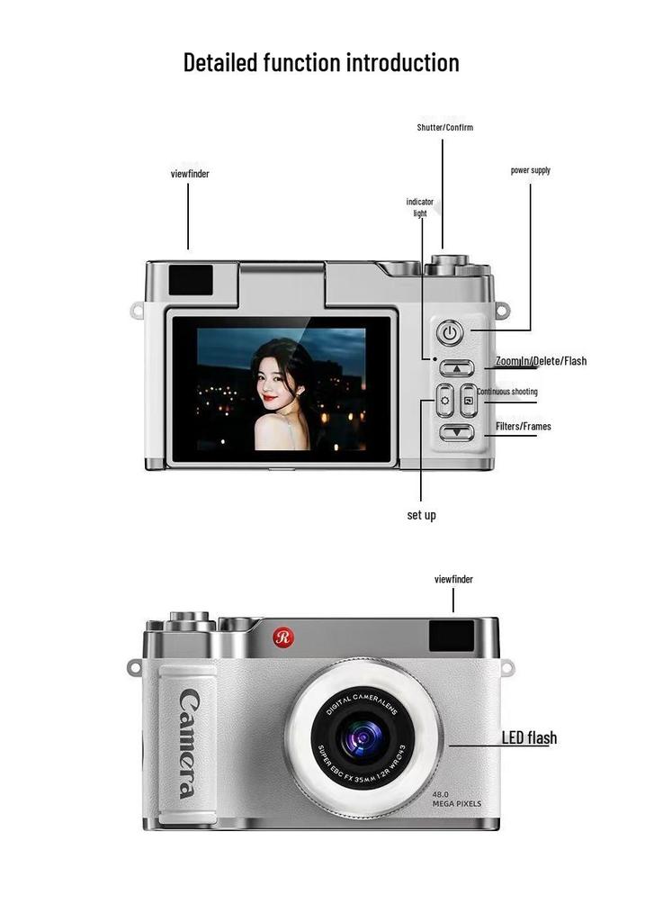 4K High-Resolution Flip Screen Mirrorless Digital Camera for Vlogging and Parties