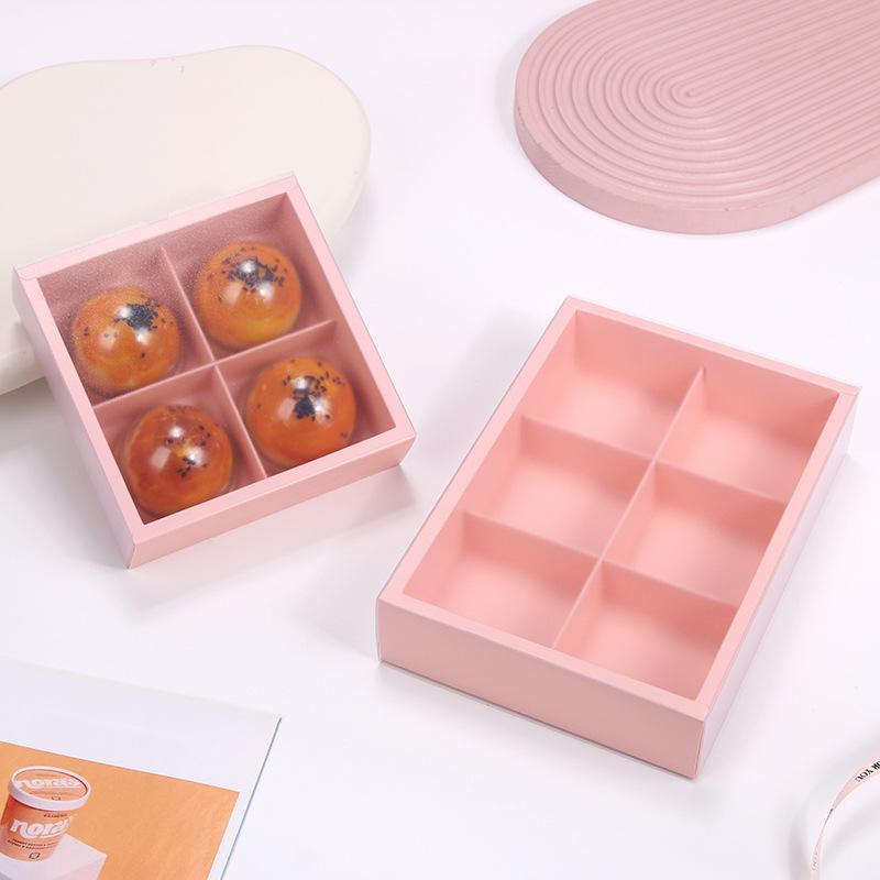 10 Pieces, 4-panel Pink Packaging Box, Frosted Semi Transparent Box, Biscuit Macaron Gift Box, Pink Tote Bag