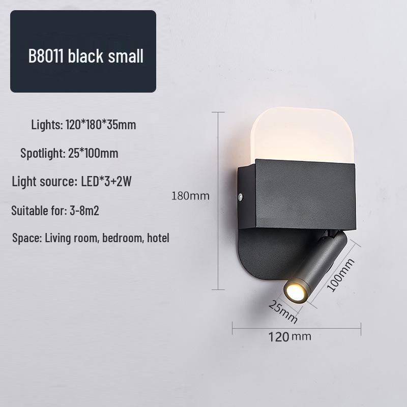 Modern Minimalist Indoor LED Wall Lamp with USB Reading Light for Bedroom or Living Room.