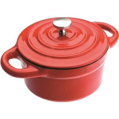 IBILI - Red Mini Round Cocotte, 10 X 4.5 Cm, Cast Iron, Induction Compatible