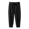 2026 Spring Loose Solid Color Nine-Point Pants with Belt Decoration Men's Cuffed Casual Pants