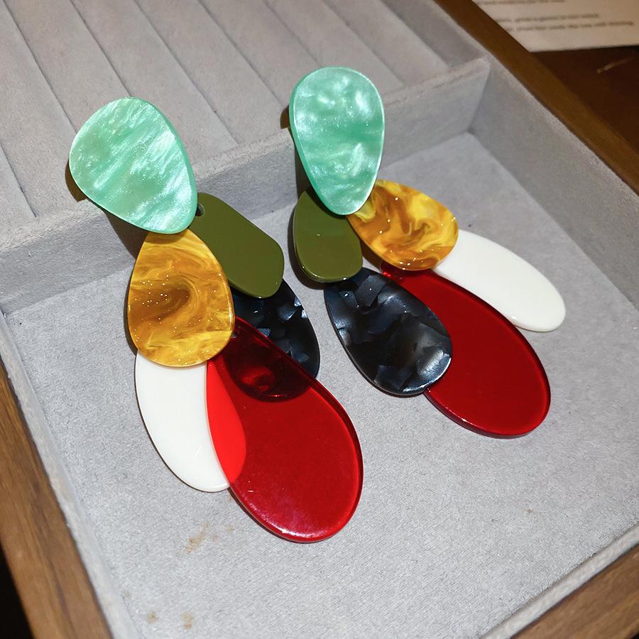 Акриловые серьги-подвески с эффектом размытия  Серебряная игла , французский ретро, имитация гусиного мягкого камня, геометрические серьги с бахромой