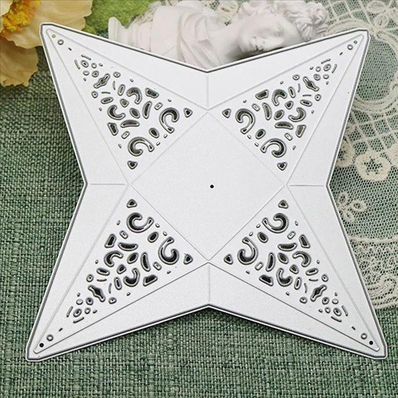 Four Corner 3D Gift Box Pattern Metal Steel Cutting Dies Stencils Scrapbooking Craft Die Diy Festival Card Making