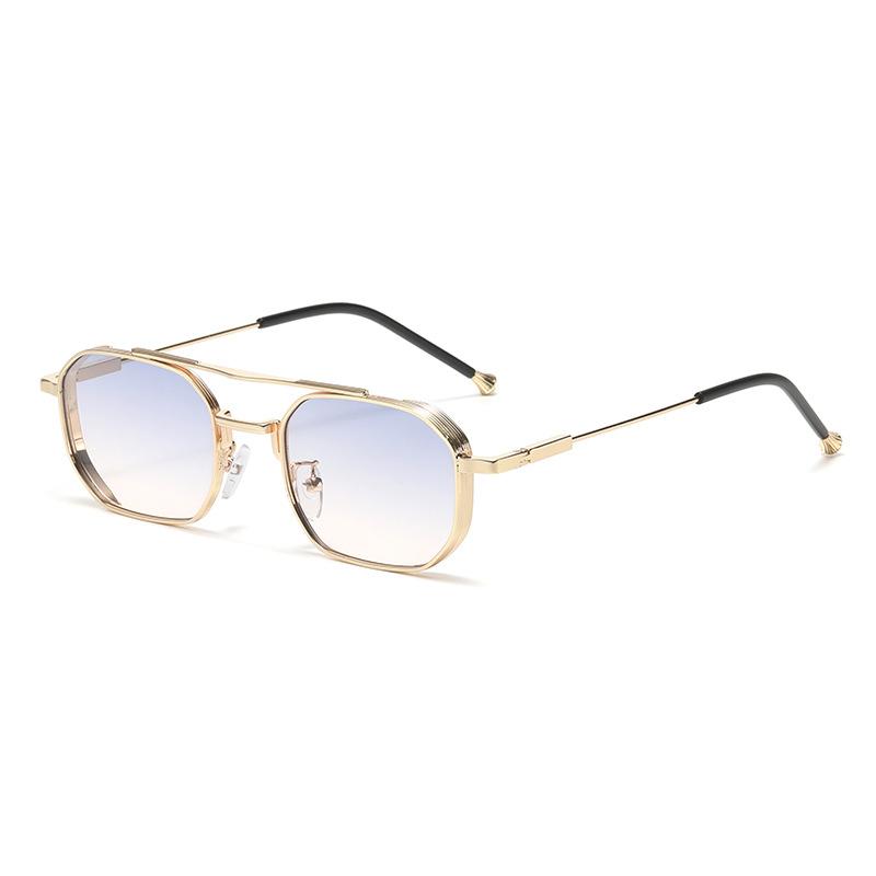 New Trendy Fashion Metal Double-Bridge Sunglasses Premium Business Square-Frame UV-Protective Eyewear Classic Driving Shades