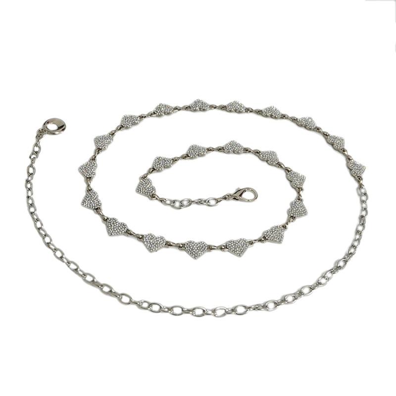 

Women Alloy Waist Belt Y2K Style Adjustable Waist Belt Metal Women Dress Shirt Waist Belt with Rhinestone Heart Decor 1