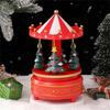 Artistic Christmas Tree Themed Rotating Music Box Wood Hand Cranked Musical Ornament For Holiday Seasonal Atmospheres