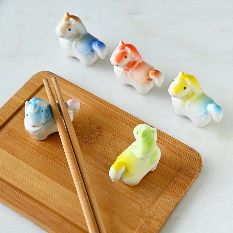 Ceramic Chopsticks Pillow Cartoon Chinese Zodiac Horse Chopstick Rest Home Decoration Chopsticks Chopsticks Holder Spoon Holder