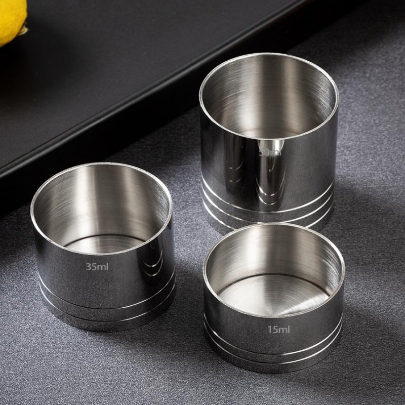 25/35/50Ml Stainless Steel Measuring Cup Cylindrical Cocktail Ounce Jigger Wine Drink Measurer Bartending Bottle Bar Accessory