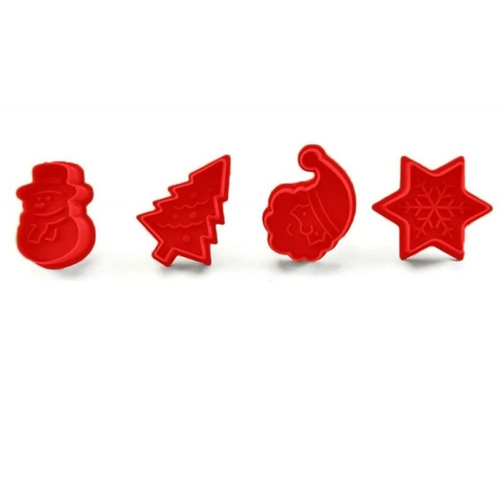 

4 шт. Рождественские формы для печенья Пластиковые 3D Формы для печенья Форма Рождественской елки Клауса Формы для прессования печенья для инструментов для выпечки на Новый год