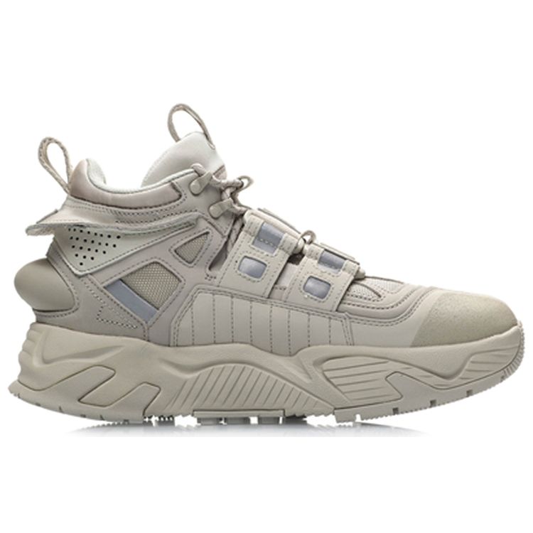 Li Ning New York Fashion Week Travel Comfortable Sports Non-Slip Wear-Resistant High-Top Retro Basketball Shoes Men Sneaker Oyster-Gray AGBP083-9