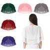 Women Elegant Pure Color Chiffon Shawl Cape Ruffle 2-Layer Chiffon Wraps Bolero Dress Accessory for Party Wedding