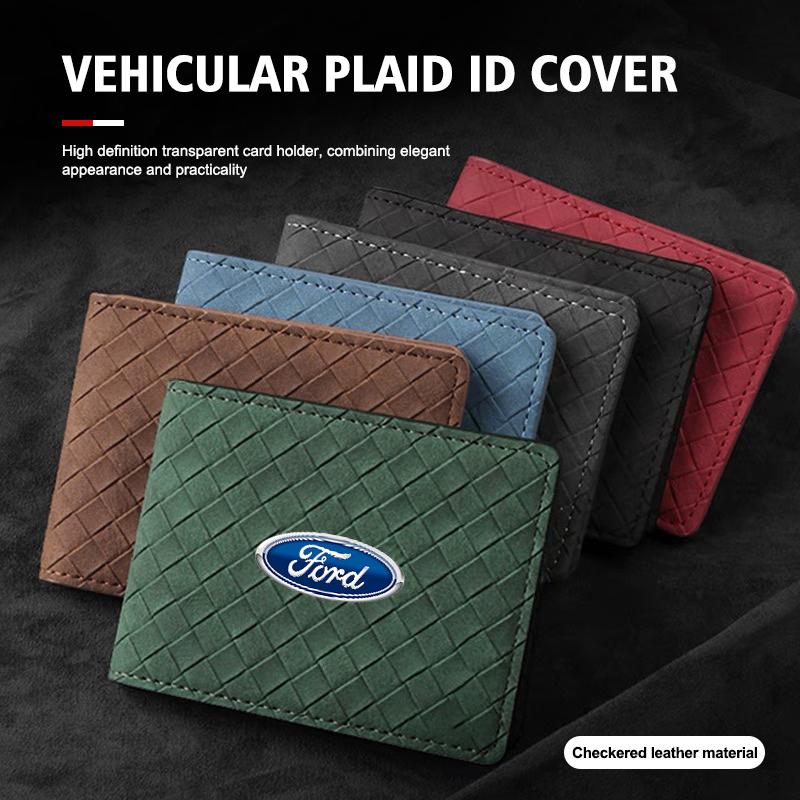 EFOS1 Suede Car ID Cover Vehicular Plaid Card Protector Wallet For Ford Fiesta Ranger Mondeo Escape Ecosport Fusion Explorer