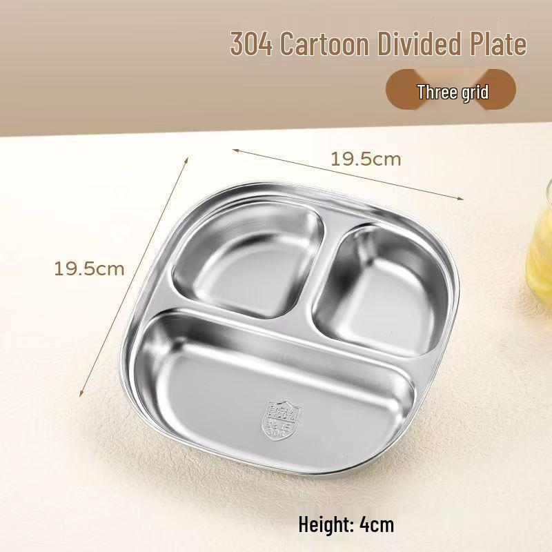 

Тарелка из нержавеющей стали с 3 отделениями для контроля порций для взрослых и студентов 20CM