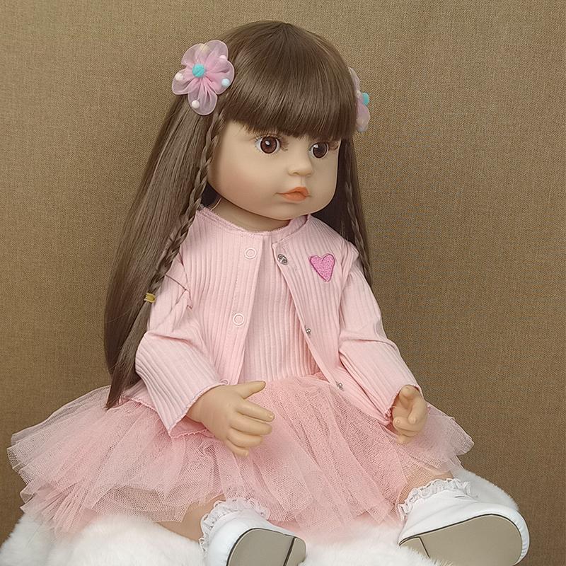 55 CM 22 Inch Reborn Poppen Realistische Volledige Siliconen Baby Bebe Vinyl Pasgeboren Meisjespop Prinses Peuter Speelgoed Cadeau