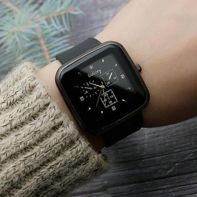 Square Imitation Six-pin Women's Watch Women's Watch Waterproof Quartz Watch Girls Tape Watch Silicone Band