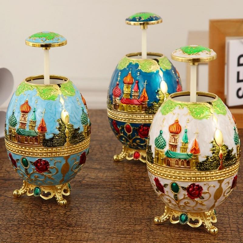 European Style Automatic Toothpick Box Fashion Metal Vintage Toothpick Holder Toothpick Dispenser Box Home Decoration New Design