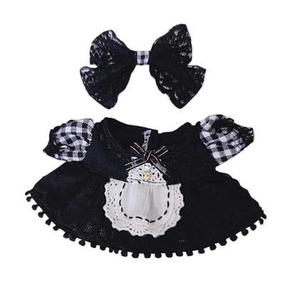 Niannyyhouse 10cm Plush Clothes, Black Mesh Dress, Interchangeable Cotton Doll Clothes