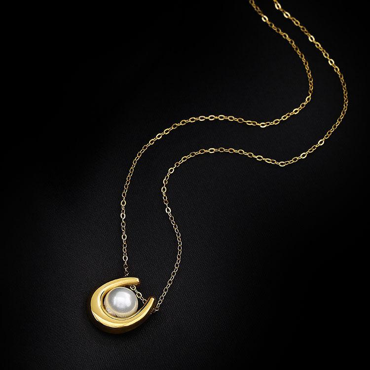 

Новое колье из нержавеющей стали 316L с жемчугом, ожерелья для женщин, золотая многослойная цепочка, ювелирные изделия золотистый