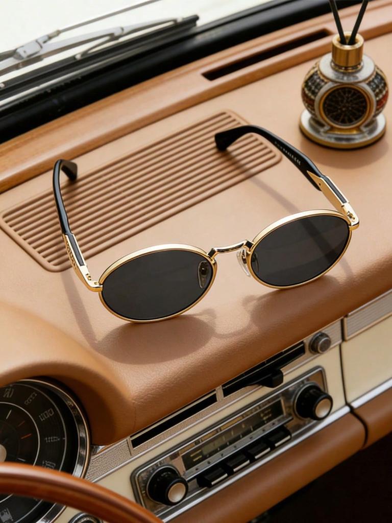 Prada PR65ZS Gold Oval Sunglasses, UV400 Retro Luxury Shades