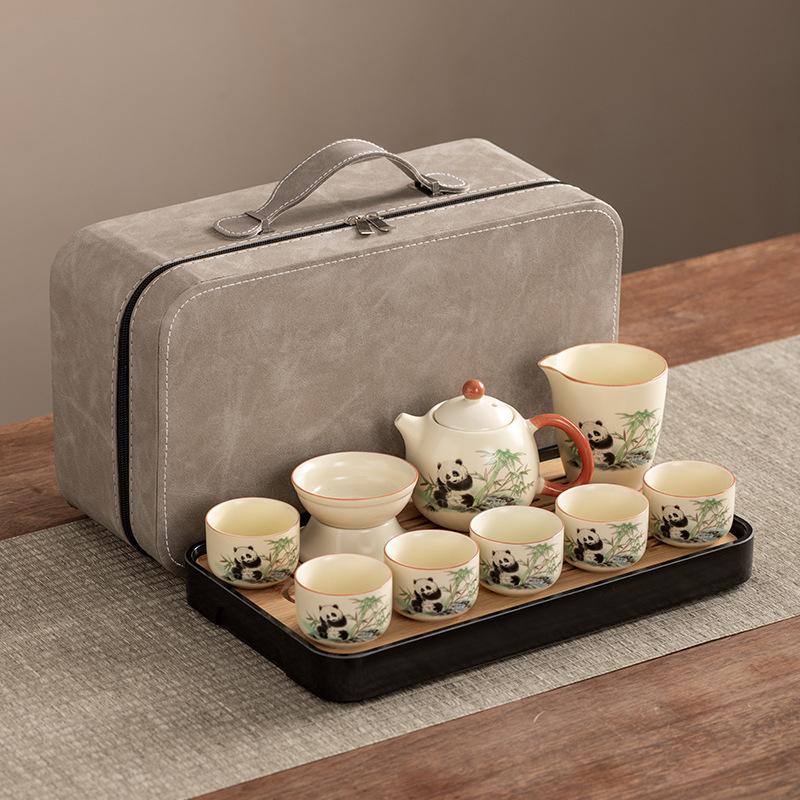 Dragon Egg Teapot Huang Ru Kiln Travel Kung Fu Tea Set Household Portable Teacup Teapot Light Luxury Business Gifts