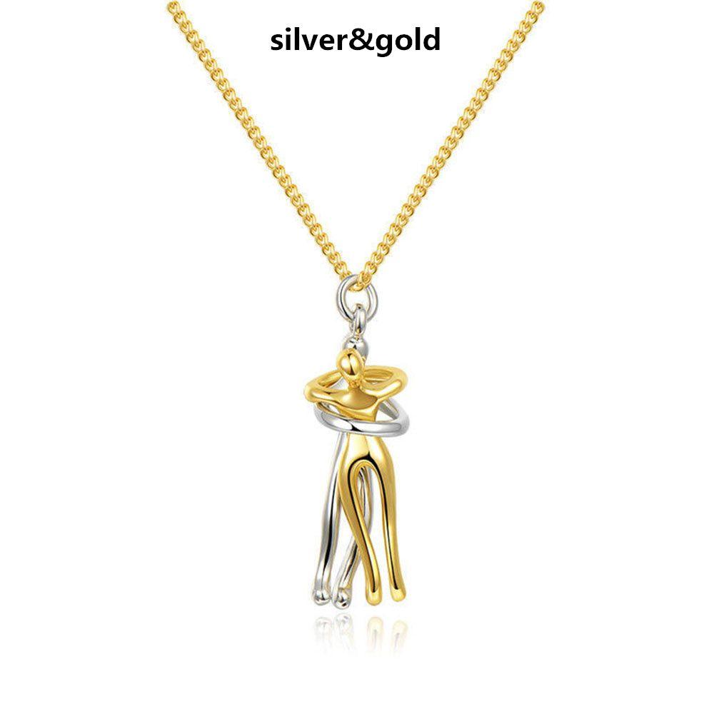 Valentine's Day Gift Couple Hugging Pendant Love Style Necklace Together Forever Lovers Necklace