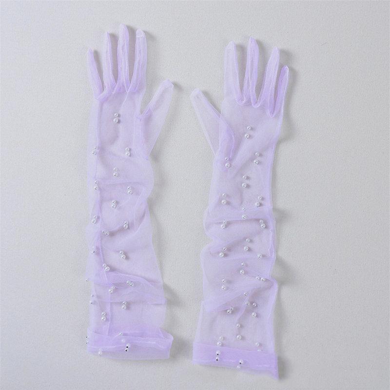 Weiße Hochzeitshandschuhe Mesh-Handschuhe Lange Handschuhe Weiße Garnhandschuhe Brauthandschuhe