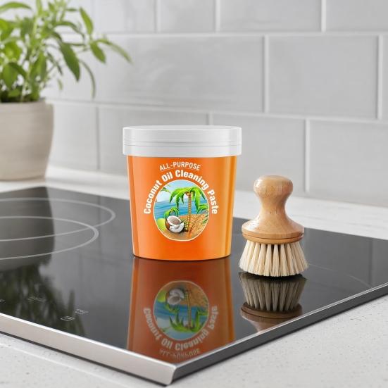 All-Purpose Coconut Oil Cleaning Paste, Heavy Oil Stain Remover, Detergent for Polishing Stainless Steel Copper Surfaces
