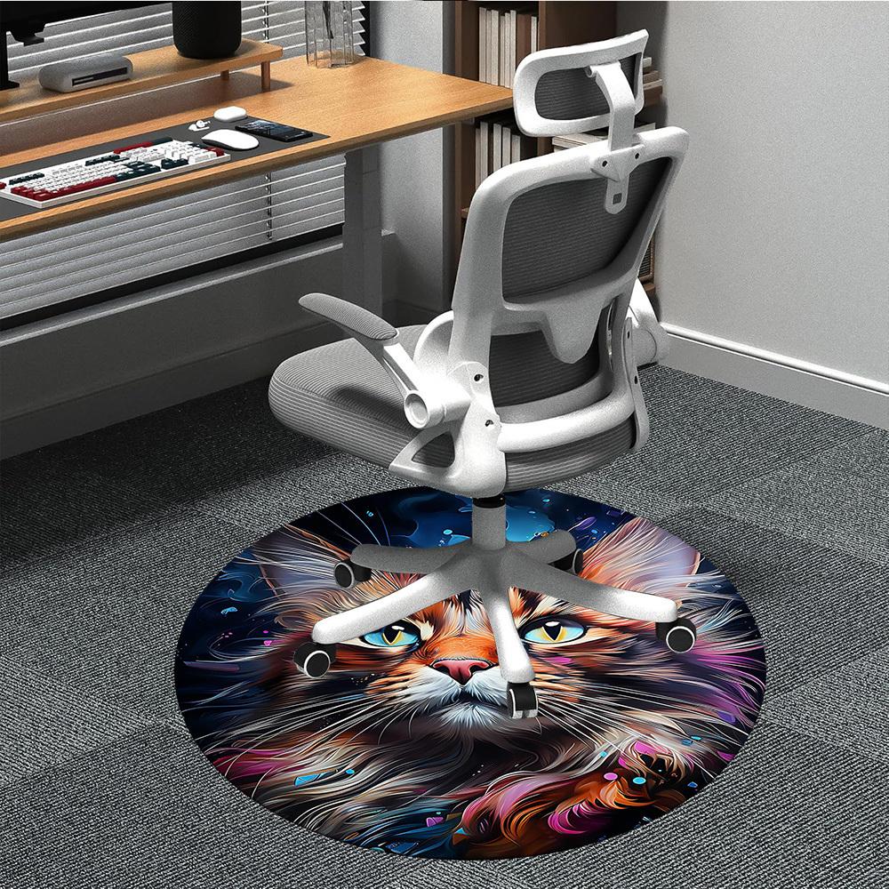 

1PC Feline Whiskers Office Round Area Rug, Indoor Mat Suitable For Office, Under Office Chairs Bedroom Living Room Home Decor, Room DecoT1223086 80cm by 80cm