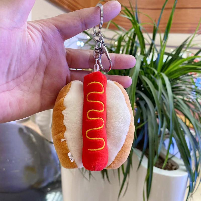 Playful Fun And Plush Keychain Toys Featuring Cartoon Hamburger And Fries French