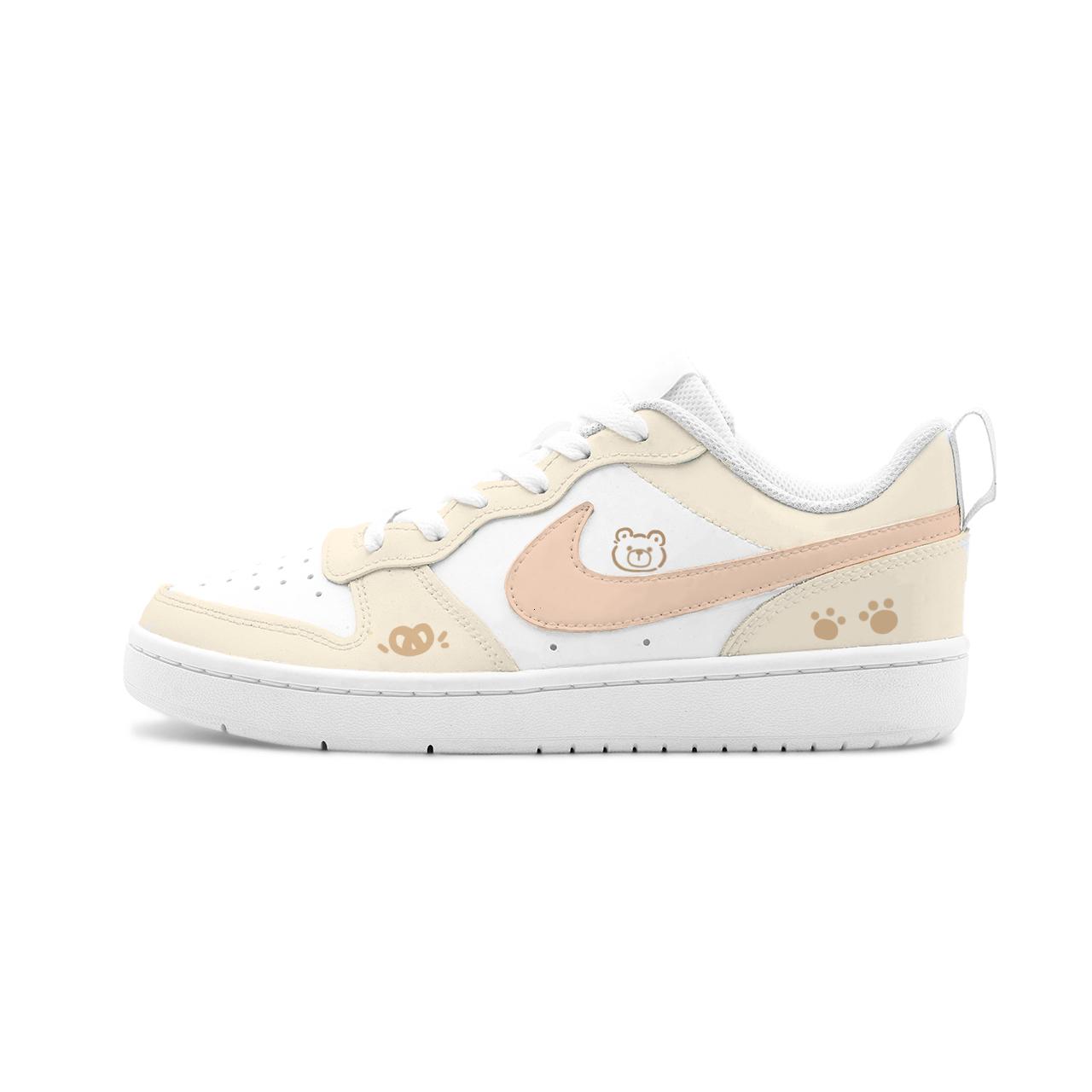 

Nike Court Borough 2 Cookie Bear Leather Cushioning Abrasion Resistant Slip Resistant Low top Skateboard Shoes Unisex BQ5448-100(Team1855 ) 35.5