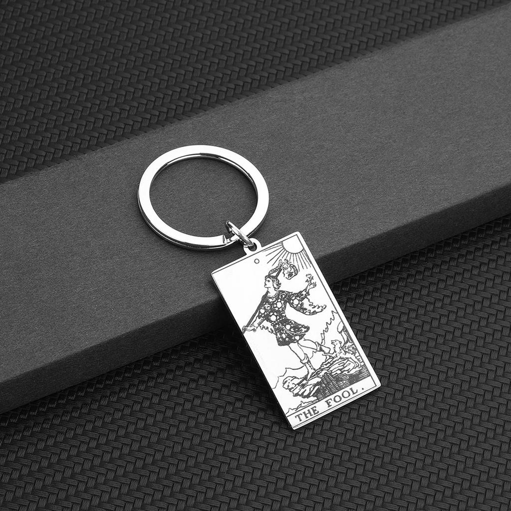 Stainless Steel The Fool Tarot Cards Keychain Send Women's Men's Keyring Jewelry