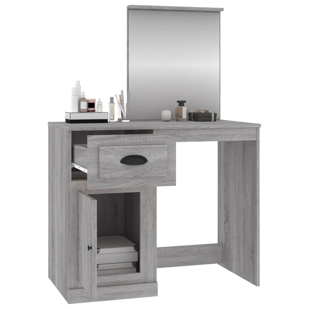 Makeup Table with Mirror Gray Sonoma 90 X 50 X 132.5 Cm