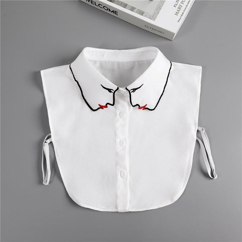 Hollow Lace Chiffon Doll Cotton Fake Collar Blouse Sweater Detachable Shirt Collar False Collar Lapel Women Top Collars Decor
