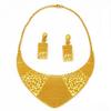 Two-Piece 24K Gold-Plated Alloy Dubai Bride Necklace Earrings Set Indian-Saudi Arabian Women's Wedding Gift for Party Occasions