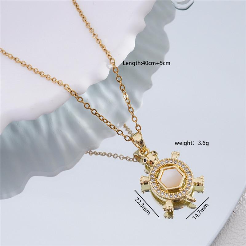 Cute Small Turtle Zircon Enamel Pendant Necklace Stainless Steel Chains Simple Animal Choker Jewelry Party Gift For Women Girls