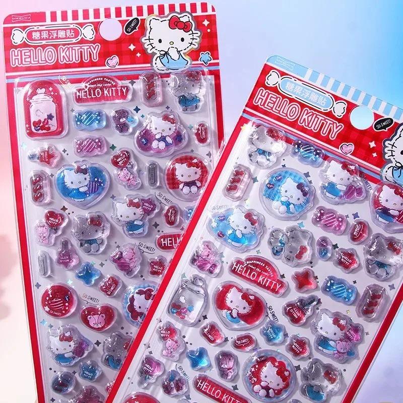 Kawaii Hello Kitty 3D Relief Decals Adorable Phone Case Laptop Water Bottle Decorations Decals School Stationery Supplies