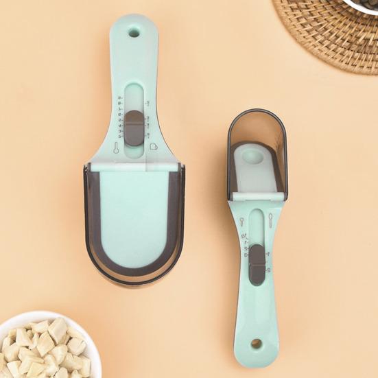2 Pcs Cat Dog Food Scoop Adjustable Pet Food Measuring Cup with Scale Pet Food Feeding Scoop for Cats Dogs Rabbits Kitchen Gadgets for Rice Flour