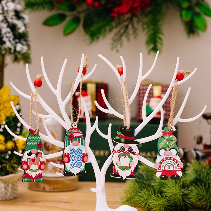 12Pcs Gnomes Pendants For Xmas Tree Christmas Decoration New Year Gift Wooden 2025 Christmas Hanging Ornaments