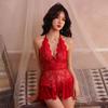 Sexy underwear lace one-piece open crotch uniform strap hanging neck revealing breasts seduction pajamas perspective sexy clothes passion