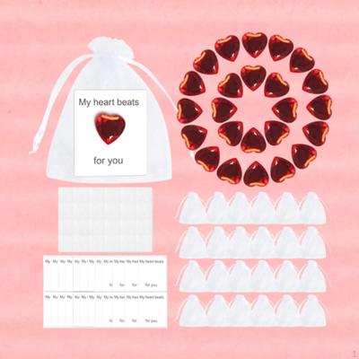 24Pcs Heart Shaped Stones Valentines Day Gifts Ornaments Exchange Cards Greeting for Party