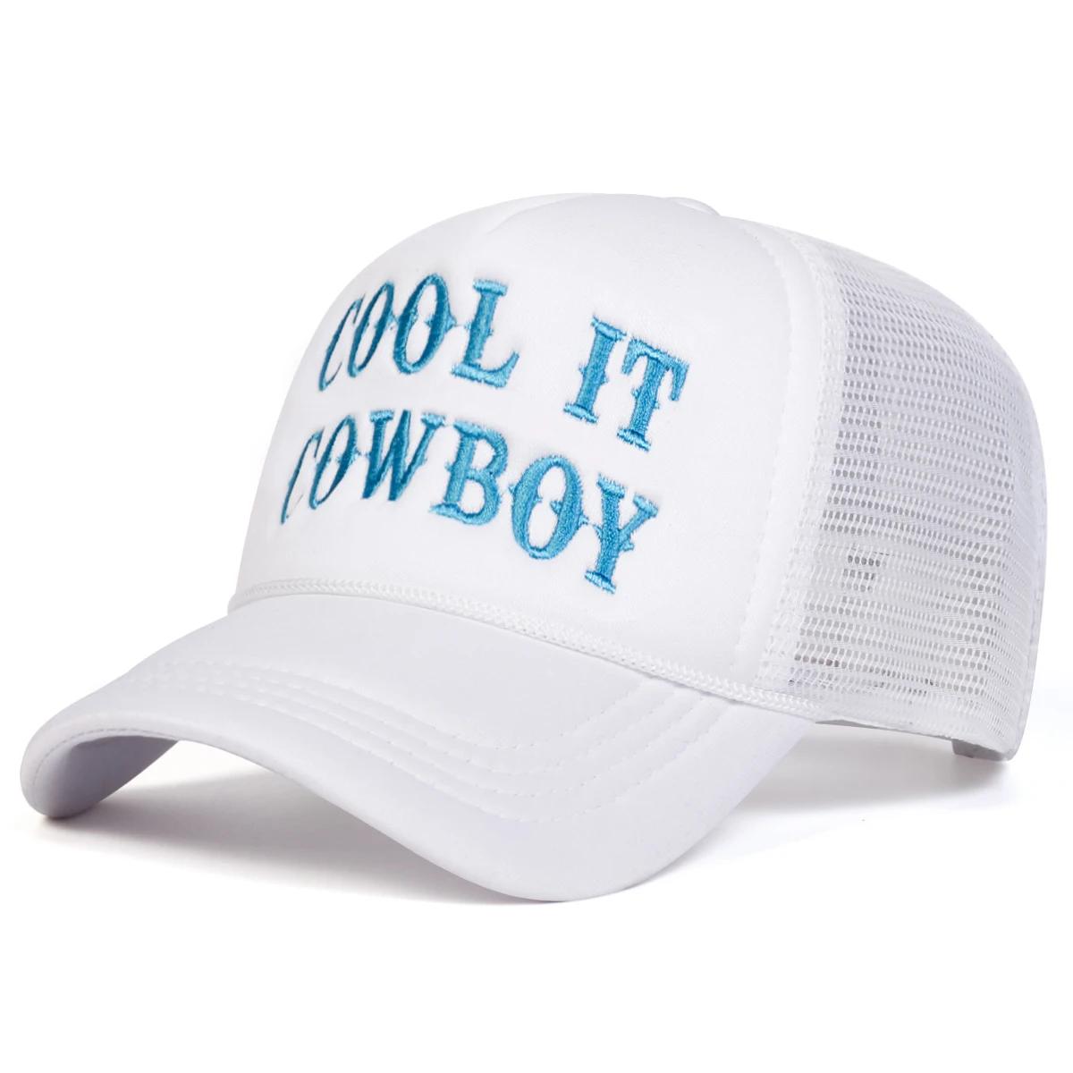 

Унисекс Крутые Сетчатые Бейсболки с Вышивкой Букв Cool It Cowboy Весна Осень Уличные Регулируемые Повседневные Кепки Шляпа от Солнца Спортивная Кепка