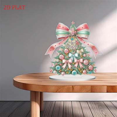 2D Platt Julgransprint DIY Skrivbord Diamond Art-kit Diamantmålning Skrivbordsdekorationer Kit för Hem Kontor Skrivbordsdekor
