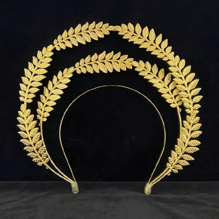 Unique Wheat Leaf Headband Double Layer Hairpiece Bridal Tiaras Stylish Headwear Hair Ornament for Women Costume