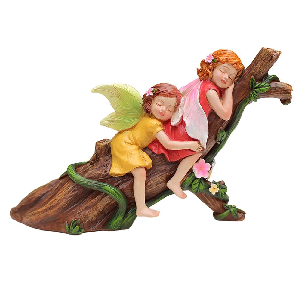Miniature Fairy Resting Statue Resin Sleeping Fairy Mini Sculpture Garden Ornament for Lawn Yard Decoration