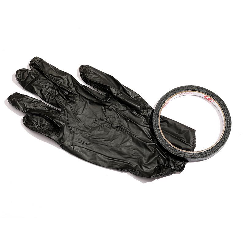 Black Extra Thick Nitrile Gloves for Manicure: Disposable, Anti-Tan Rubber Hand Protection with Tape