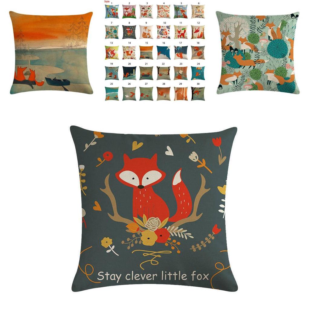 Versatile 18'' Cartoon Fox Pillow Case Cushion Cover For Stylish Living Spaces