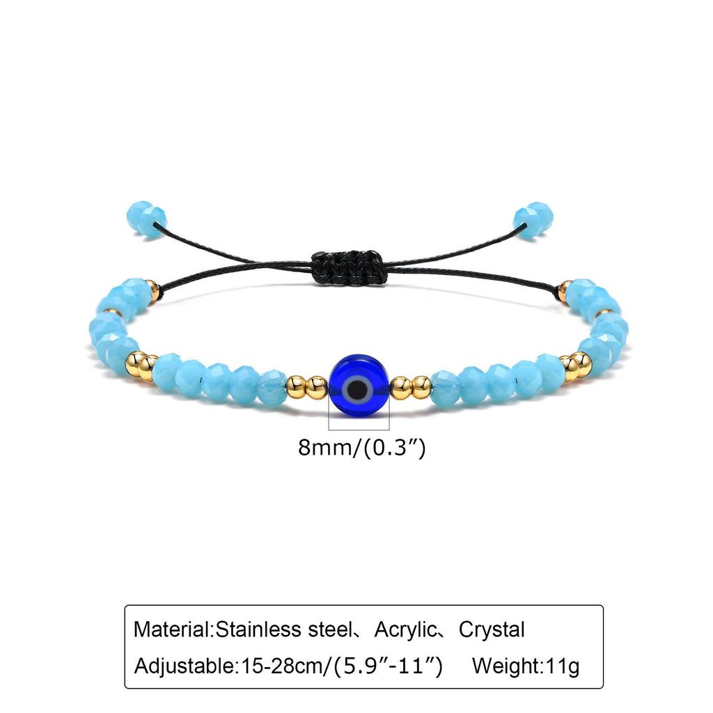 Buntes Armband mit bösem Auge und Perlen, mit verstellbarem schwarzen Handseil